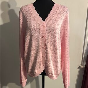 Pink Cable Knit Women's Sweater